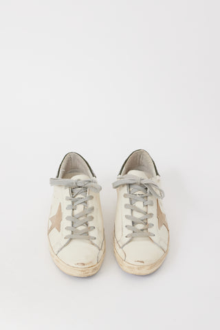 Golden Goose White 
Green Leather Superstar Sneaker