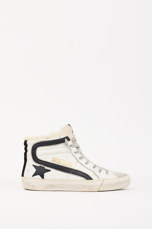 Golden Goose White 
Grey Lined Slide High Top Sneaker