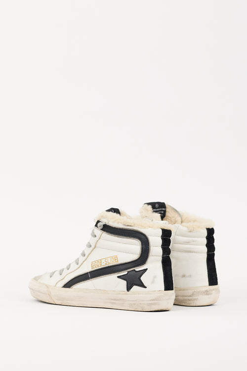 Golden Goose White 
Grey Lined Slide High Top Sneaker