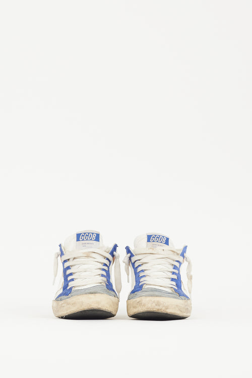 Golden Goose White 
Blue Leather Midstar Perforated Sneaker