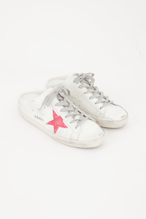 Golden Goose White 
Pink Leather Sabot Sneaker Mule