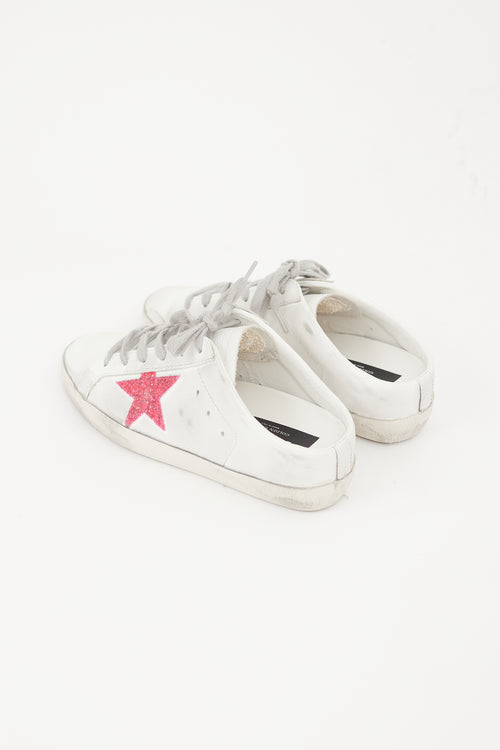 Golden Goose White 
Pink Leather Sabot Sneaker Mule