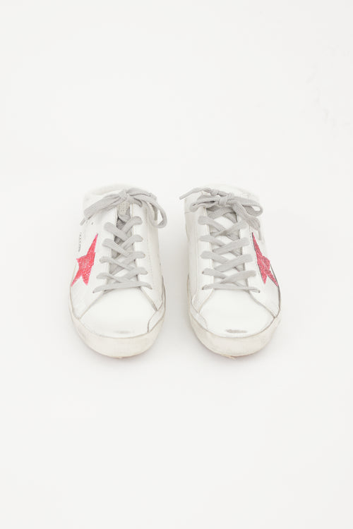 Golden Goose White 
Pink Leather Sabot Sneaker Mule