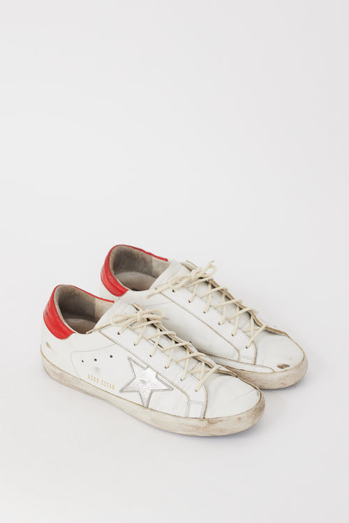 Golden Goose White 
Red Leather Superstar Sneaker