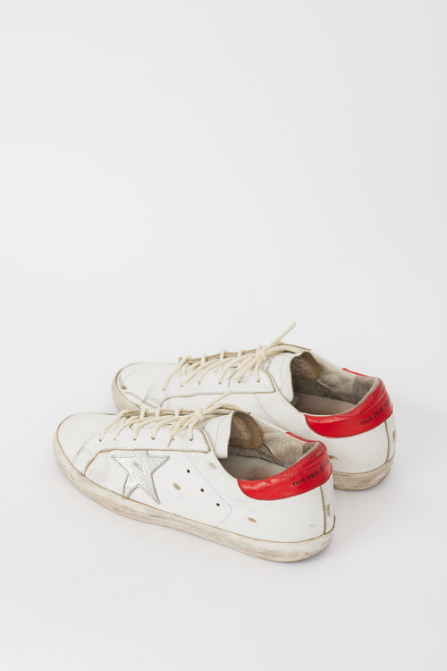 Golden Goose White 
Red Leather Superstar Sneaker