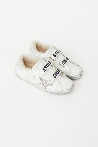 Golden Goose White Old School Superstar Shearling Sneaker