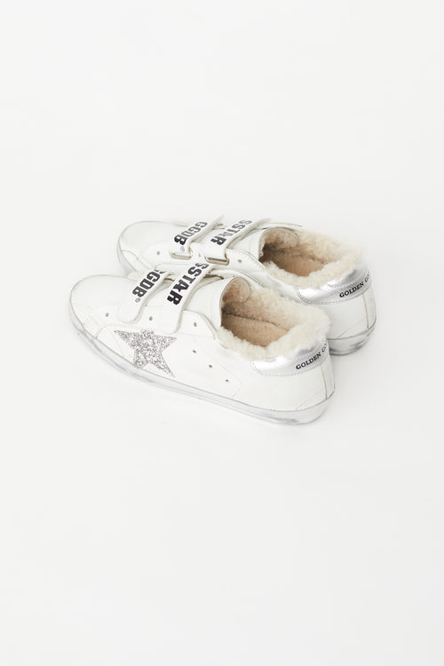 Golden Goose White Old School Superstar Shearling Sneaker