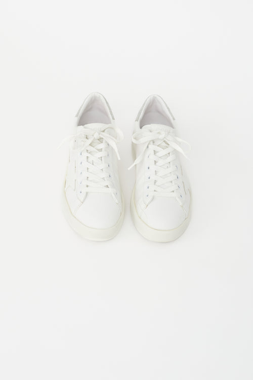 Golden Goose White Leather 
Silver Glitter Pure Star Sneaker