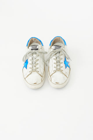 Golden Goose White 
Blue Vinyl Superstar Sneaker