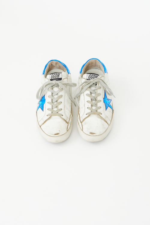 Golden Goose White 
Blue Vinyl Superstar Sneaker