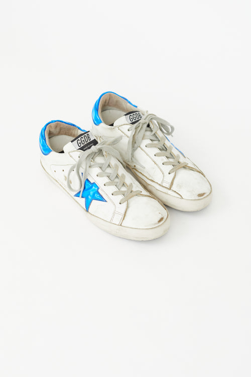 Golden Goose White 
Blue Vinyl Superstar Sneaker