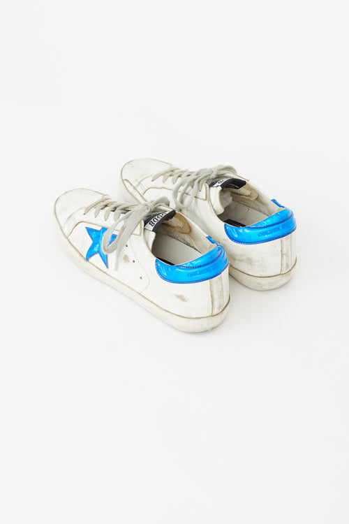 Golden Goose White 
Blue Vinyl Superstar Sneaker