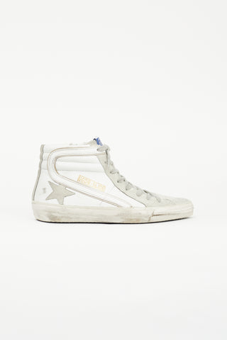 Golden Goose White 
Grey Slide High Top Sneaker