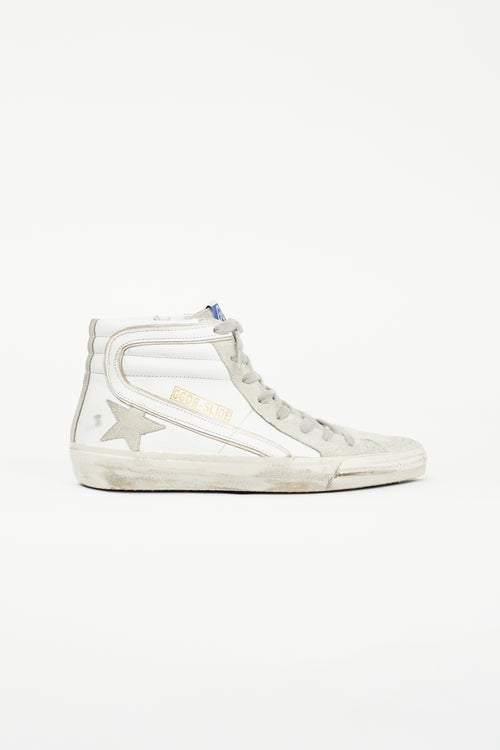 Golden Goose White 
Grey Slide High Top Sneaker