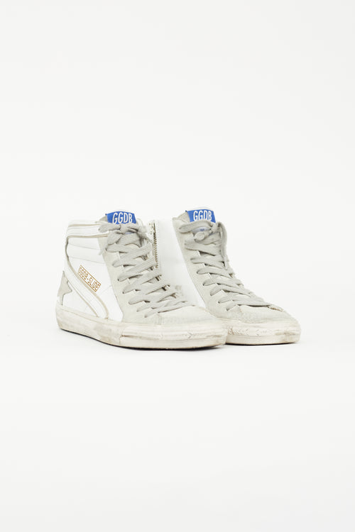 Golden Goose White 
Grey Slide High Top Sneaker