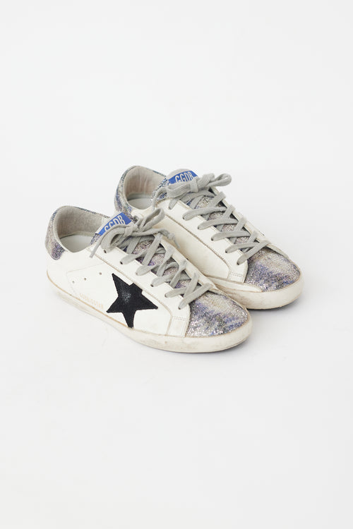 Golden Goose White 
Navy Sequin Superstar Sneaker