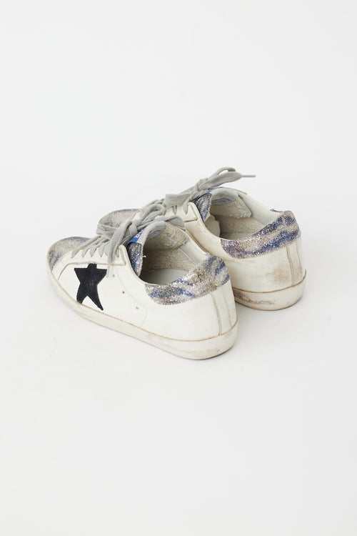 Golden Goose White 
Navy Sequin Superstar Sneaker