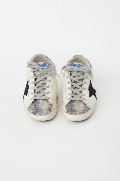 Golden Goose White 
Navy Sequin Superstar Sneaker