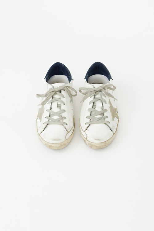 Golden Goose White 
Navy Superstar Sneaker