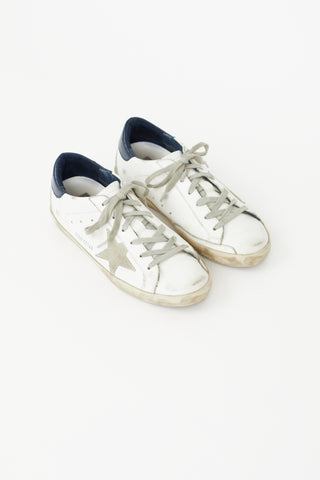 Golden Goose White 
Navy Superstar Sneaker