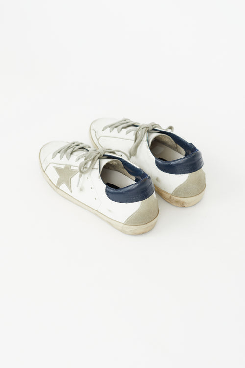 Golden Goose White 
Navy Superstar Sneaker