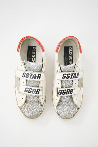 Golden Goose White 
Silver Leather Glitter Old School Sneaker