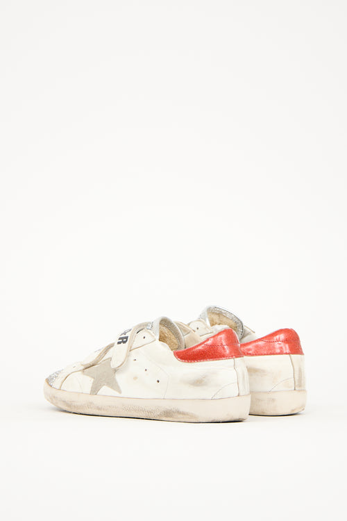 Golden Goose White 
Silver Leather Glitter Old School Sneaker