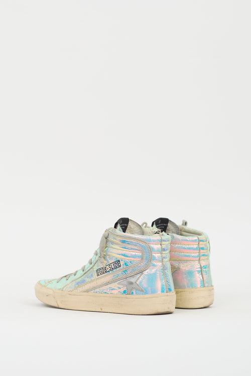 Golden Goose Silver Iridescent Slide High Top Sneaker