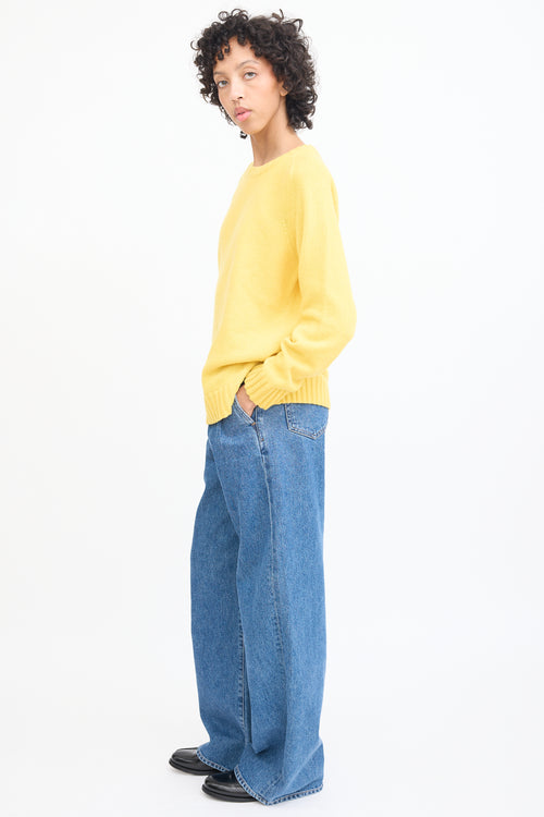 Goldsign Medium Wash Pleated Wide Leg Jeans