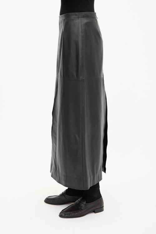 Goop Black Leather A-Line Skirt