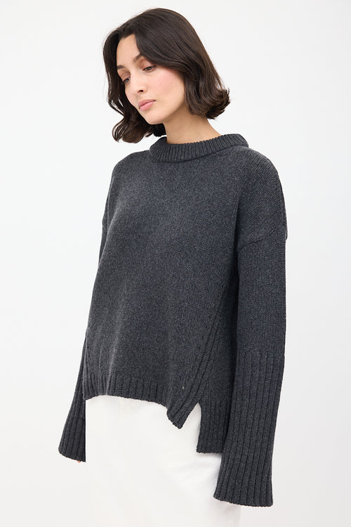 Goop Dark Grey Wool Long Cuff Sweater