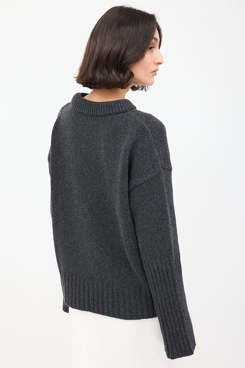 Goop Dark Grey Wool Long Cuff Sweater