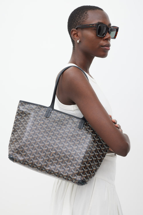 Goyard Black Artois MM Goyardine Tote