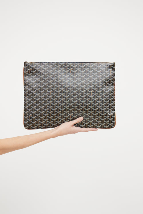 Goyard Black Goyardine Cenat GM Pouch