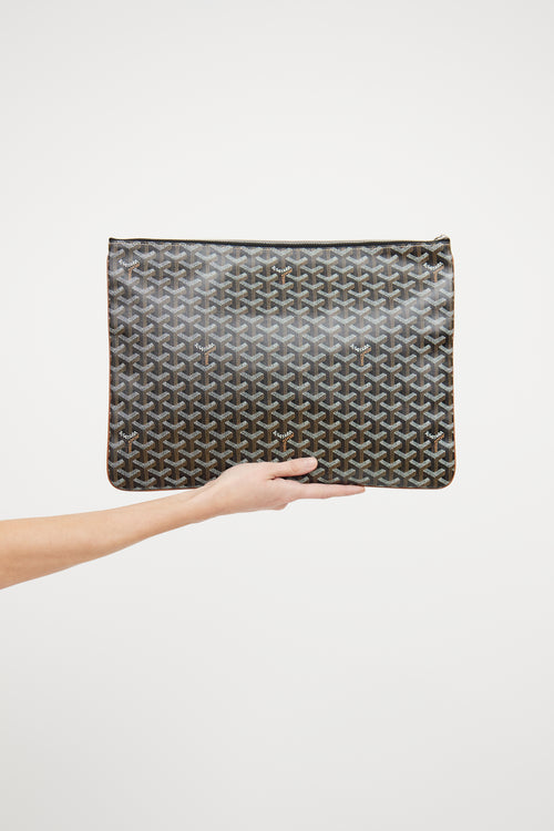 Goyard Black Goyardine Cenat GM Pouch