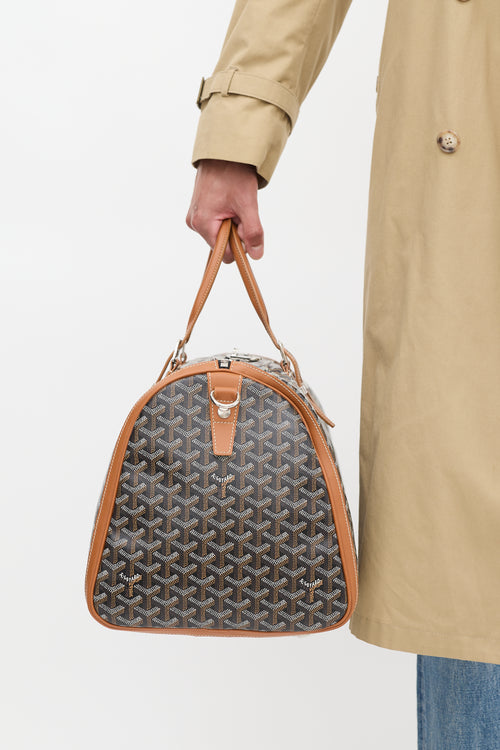 Goyard Black 
Brown Goyardine Monogram Boston 50 Duffle Bag