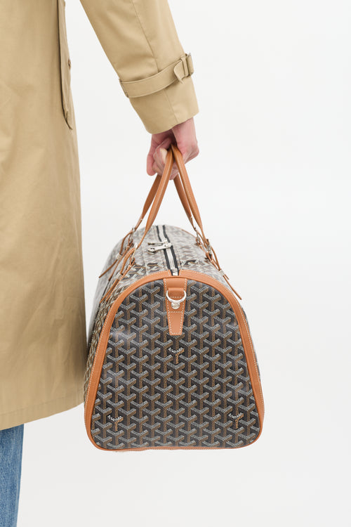 Goyard Black 
Brown Goyardine Monogram Boston 50 Duffle Bag