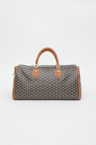 Goyard Black 
Brown Goyardine Monogram Boston 50 Duffle Bag