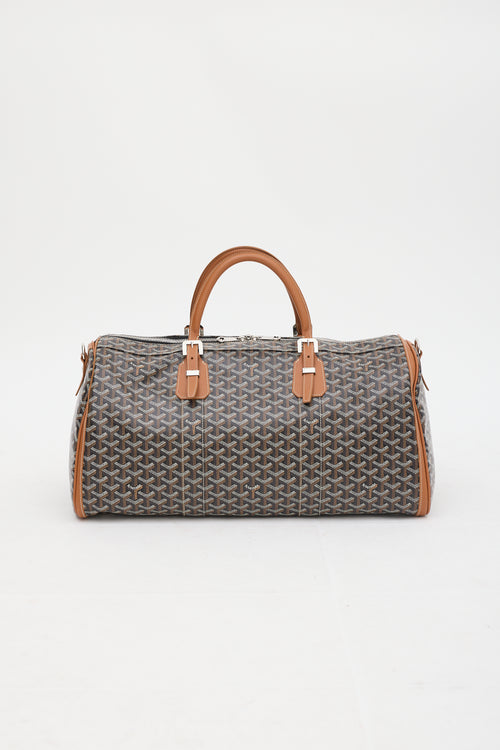 Goyard Black 
Brown Goyardine Monogram Boston 50 Duffle Bag