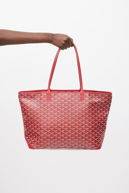 Goyard Red Artois Goyardine Monogram Tote