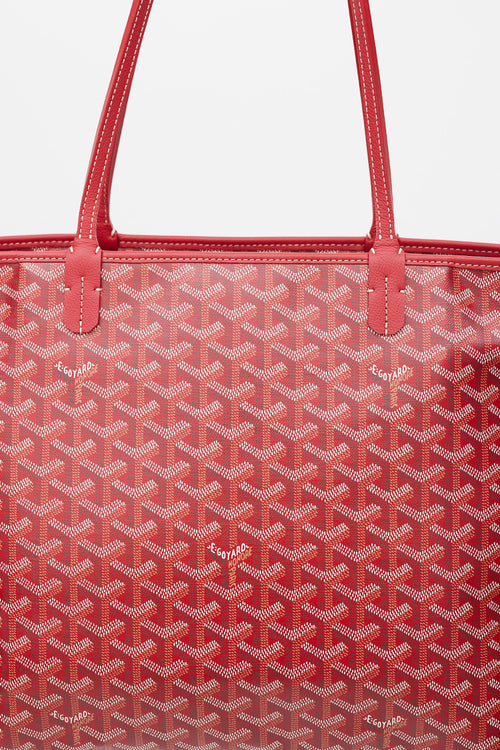 Goyard Red Artois Goyardine Monogram Tote