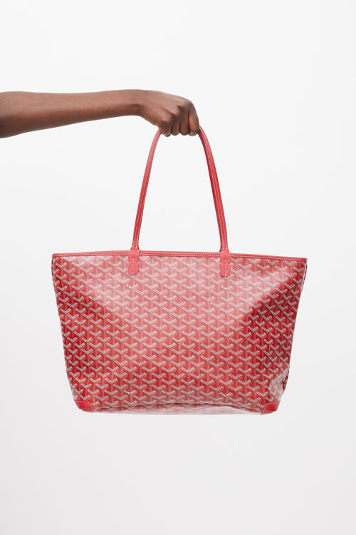 Goyard Red Artois Goyardine Monogram Tote