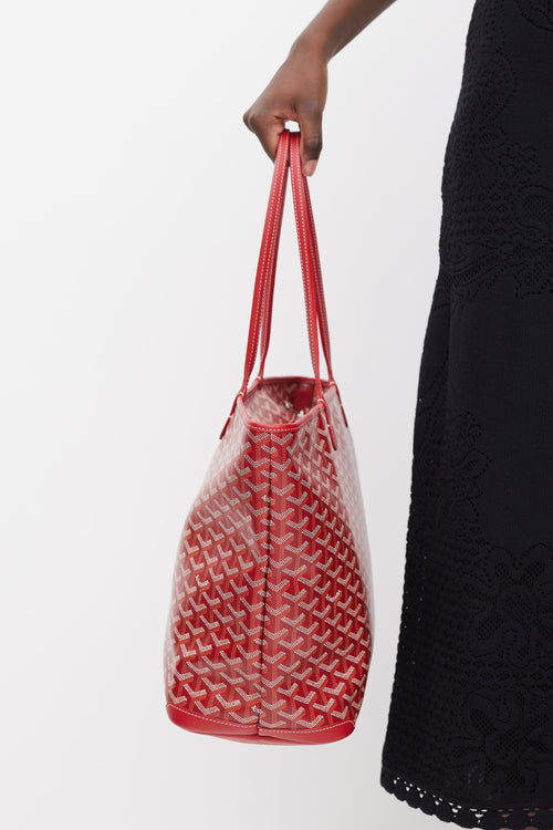 Goyard Red Artois Goyardine Monogram Tote