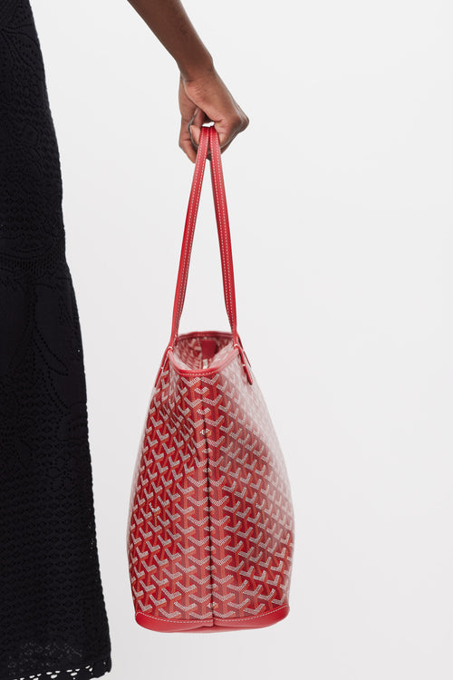 Goyard Red Artois Goyardine Monogram Tote