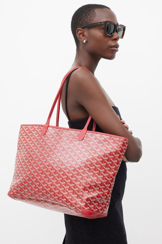 Goyard Red Artois Goyardine Monogram Tote