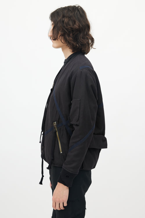 Greg Lauren Black Panelled Bomber Jacket