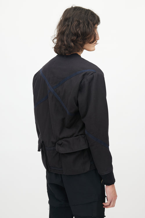 Greg Lauren Black Panelled Bomber Jacket