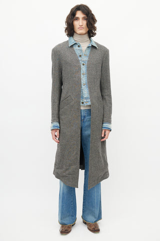 Greg Lauren Grey Denim Tweed Coat