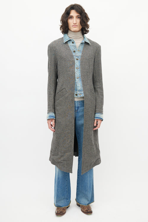 Greg Lauren Grey Denim Tweed Coat