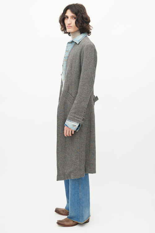 Greg Lauren Grey Denim Tweed Coat